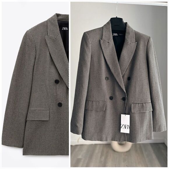 ZARA DOUBLE-BREASTED BUTTONED BLAZER